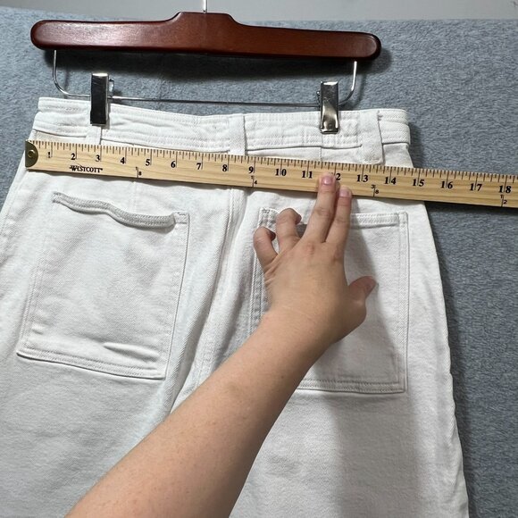 Wilfred Free Sz 10 White High Waist Wide Leg Straight Denim Jeans - Picture 10 of 15